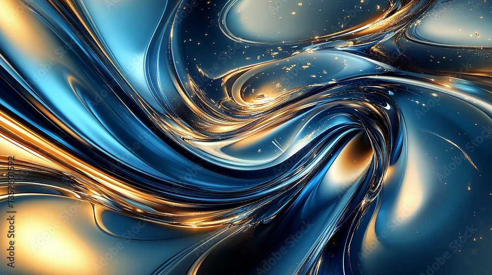 Abstract swirls of blue and gold colors create a fluid and dynamic design. Abstract swirls of blue and gold colors create a fluid and dynamic design.
