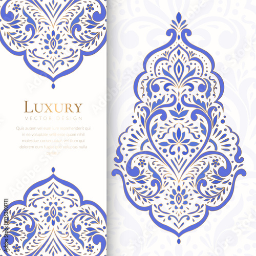 Luxury invitation card design with vector mandala pattern. Vintage ornament template. Can be used for background and wallpaper. Elegant and classic vector elements great for decoration.