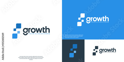 economic growth chart logo, minimalist abstract, digital investment, graphic design template.