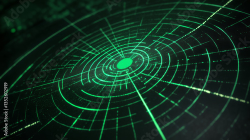 Vector green radar in searching on Black Background