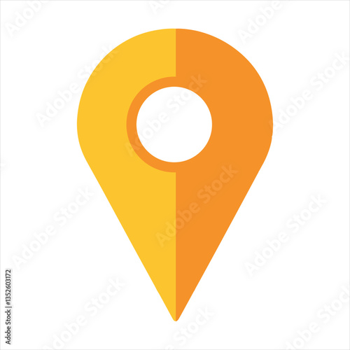 MobileMap pin icon, minimalist design, geometric shape, orange and yellow gradient, flat illustration, location marker, simplified graphics, mobile app icon style, clean lines, bold colors, vector art