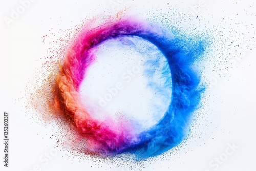 colorful Holi powder rings layered in soft opacity, abstract celebration