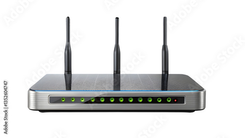 High-Speed Internet Router Modem with Antennas Isolated on Transparent Background