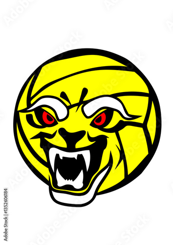volleyball ou waterpolo face cartoon gueule ouverte feroce