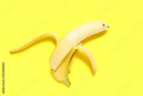 Banana with piercing on yel...