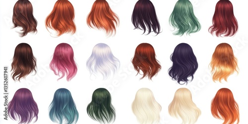 Vibrant Hair Chart: A Colorful Collage of Hair Samples for Modern Banner Design