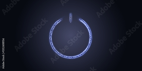 Abstract white glowing planet Earth in power button. Earth hour concept. Low poly style design. Geometric background. Wireframe light connection structure. Modern 3d graphic. Vector illustration.