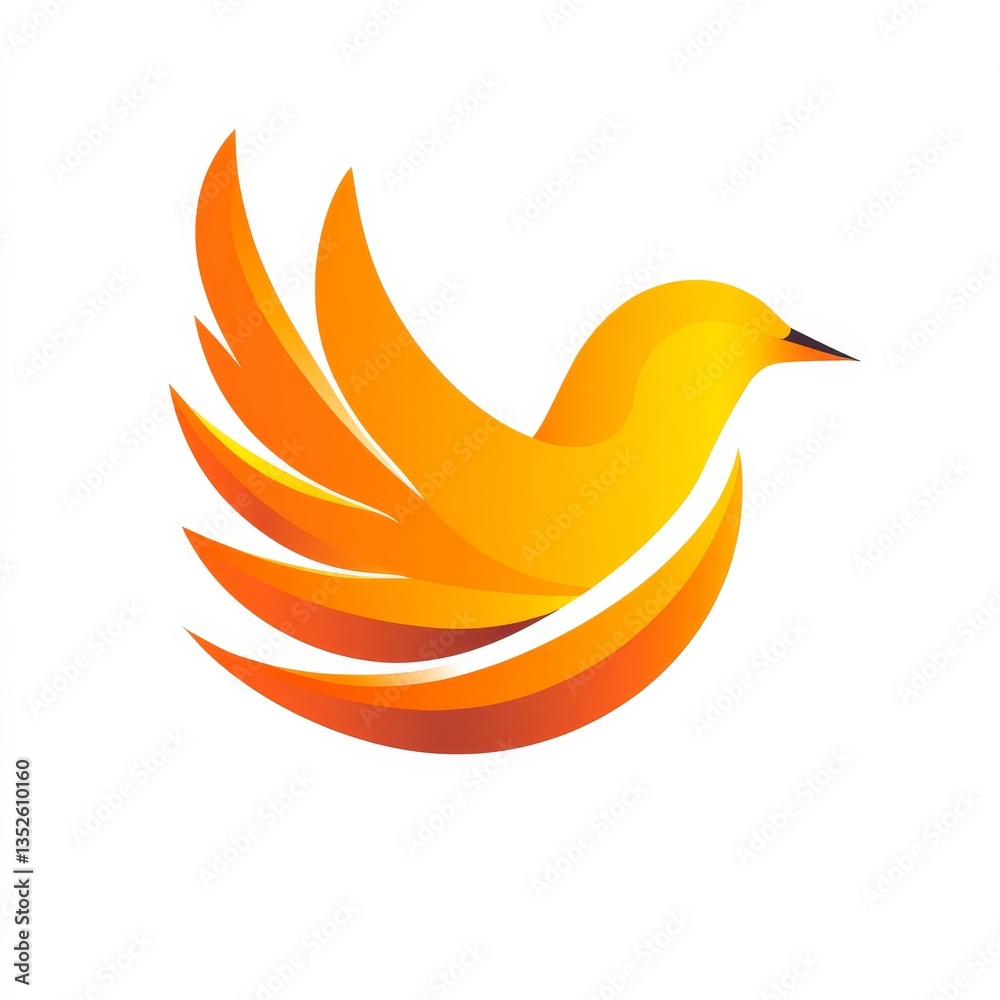 Obraz premium Abstract Golden Bird Logo with Elegant Curves, Symbolizing Freedom and Hope on a Clean White Background.