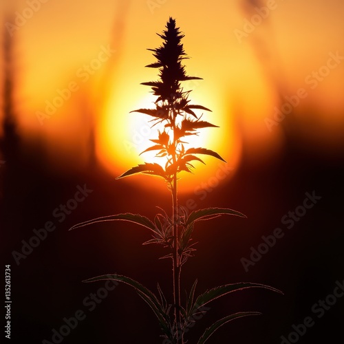 Wallpaper Mural Silhouette plant sunset field Torontodigital.ca
