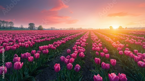 Wallpaper Mural a beautiful tulip field at sunset  Torontodigital.ca