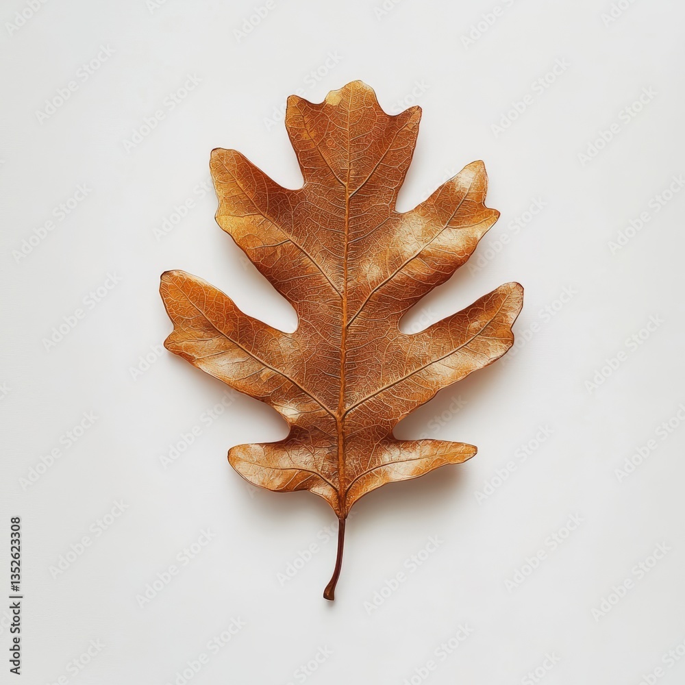 Fototapeta premium a dry oak leaf on a white background 