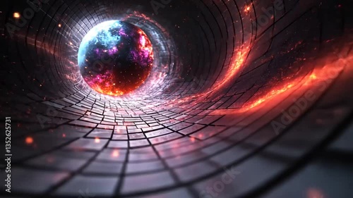Cosmic tunnel, vibrant swirling nebula, gateway to another dimension