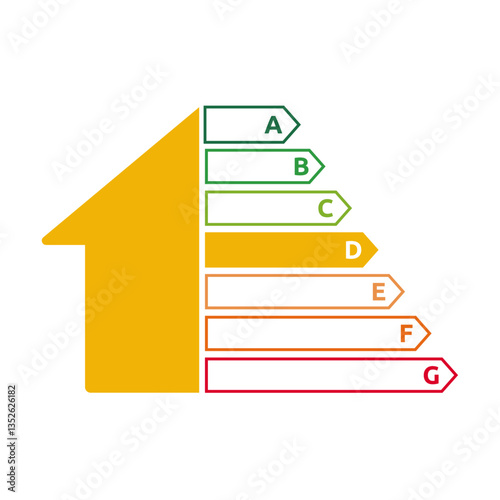 EPC energy performance certificate - House energy performance illustration - Rating D - Vector art