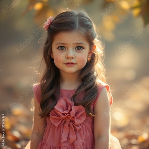 A little girl with pink frock in park