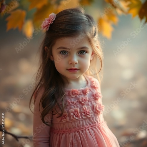little girl in autumn park
