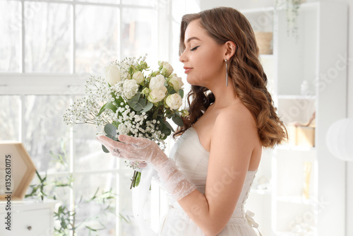 Beautiful bride with weddin...