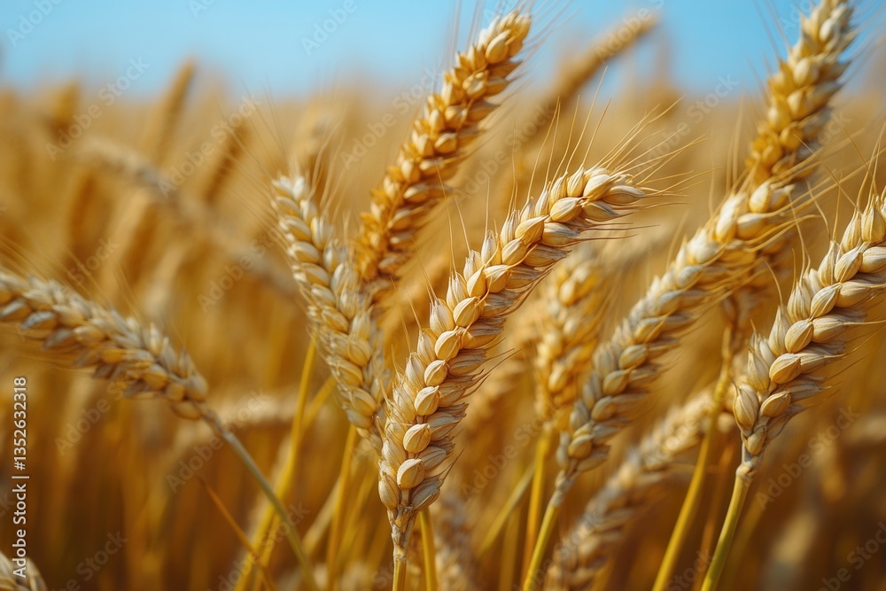 Golden wheat sways gently in a sunlit field during harvest season by the countryside Golden wheat sways gently in a sunlit field during harvest season by the countryside