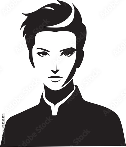 A stylish vector silhouette illustration of a smart cameo man, featuring a sharp profile with elegant details. Ideal for logos, fashion designs, branding, and sophisticated digital or print projects.