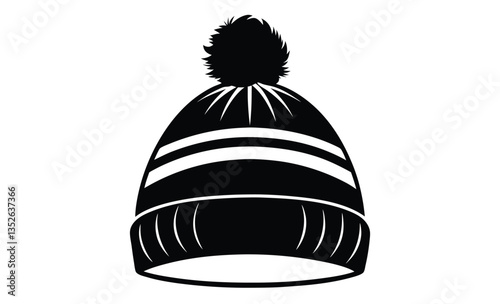 Bobble hat silhouette winter beanie icon