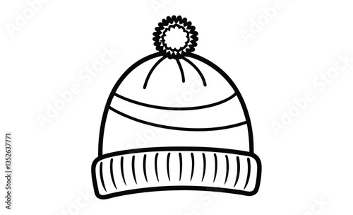 Bobble hat silhouette winter beanie icon