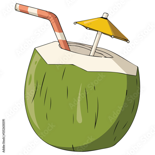 Flat Design of Young Coconut Juice Isolated