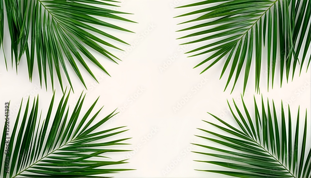 Fototapeta premium palm leaves on white background.