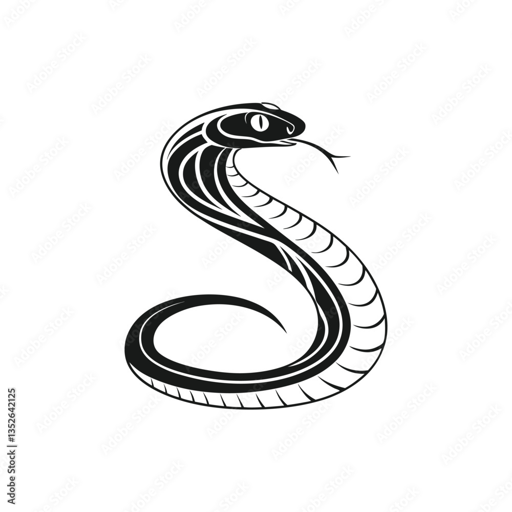 Fototapeta premium Black beautiful rearing snake Vector