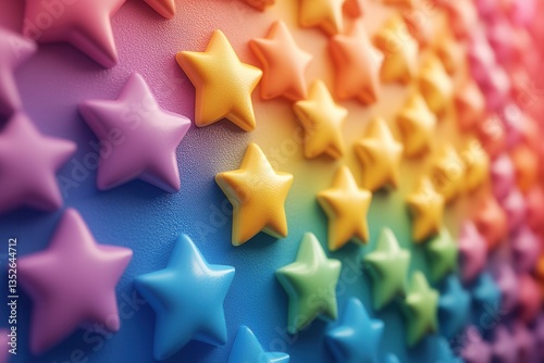 Colorful star decorations create a vibrant backdrop in a playful setting for creative activities