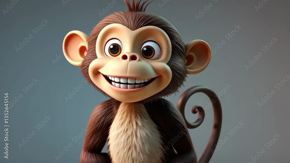 custom made wallpaper toronto digitalSmiling Cartoon Monkey With Brown Fur and Big Eyes on a Gradient Background