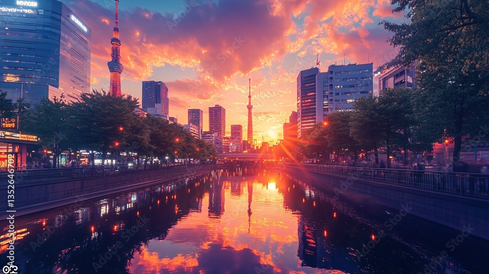 Urban cityscape of Tokyo, Japan, showcasing its modern skyline, high-rise buildings, and vibrant metropolitan atmosphere. The view highlights the dynamic blend of advanced architecture, dense city lay