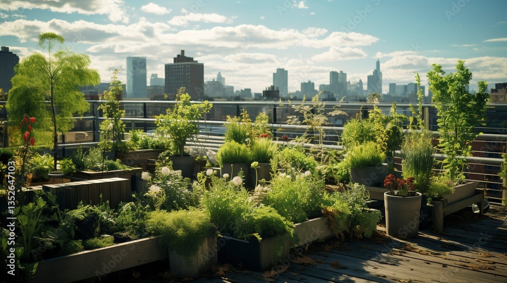 Fototapeta premium A photo of an urban rooftop garden