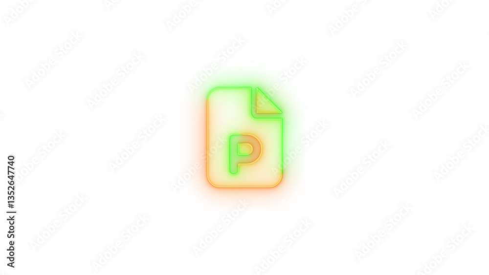 File power point icon glowing neon gradient color File power point icon glowing neon gradient color