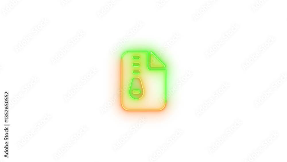 File zipper icon glowing neon gradient color File zipper icon glowing neon gradient color
