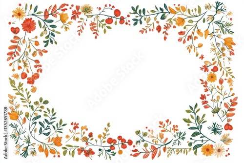 Wallpaper Mural Pretty Spring and Summer Floral Frame with Hand-Painted Watercolor Flowers, Herbs, and Leaves. Torontodigital.ca