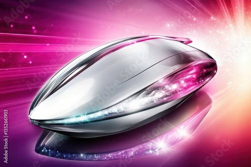 An abstract futuristic design of a reflective and glossy object