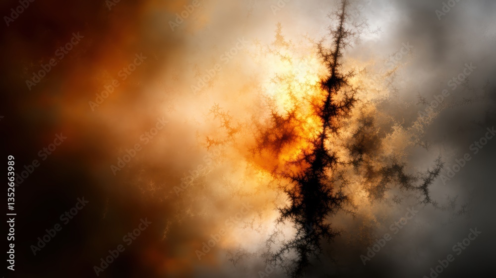 Naklejka premium Abstract fractal design with fiery colors and intricate details