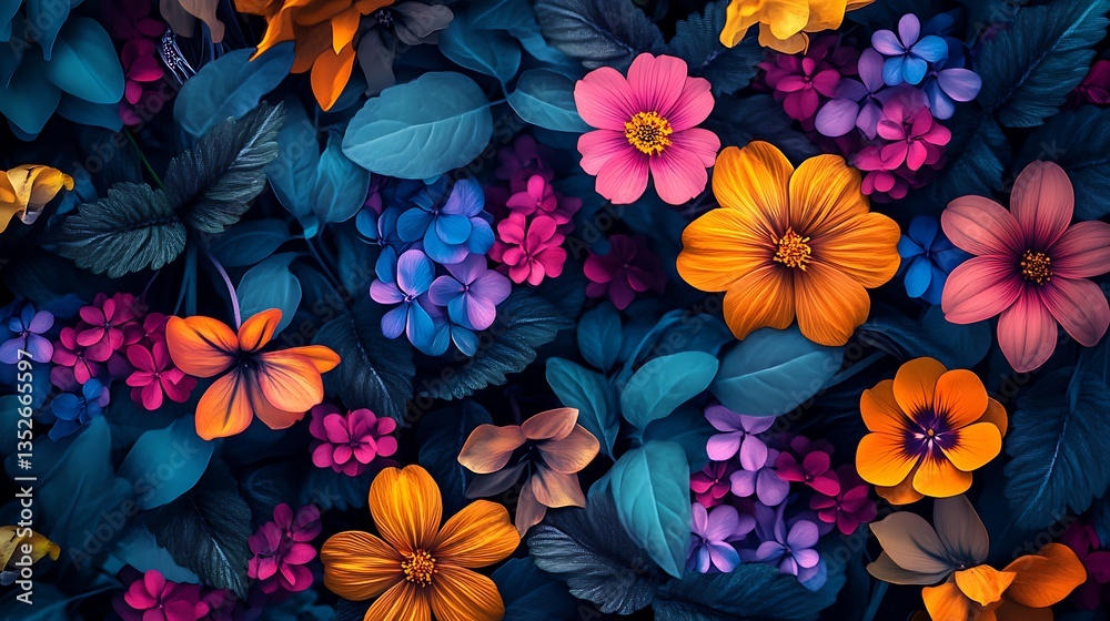 Romantic floral artwork creating breathtaking background with blooming flowers Romantic floral artwork creating breathtaking background with blooming flowers