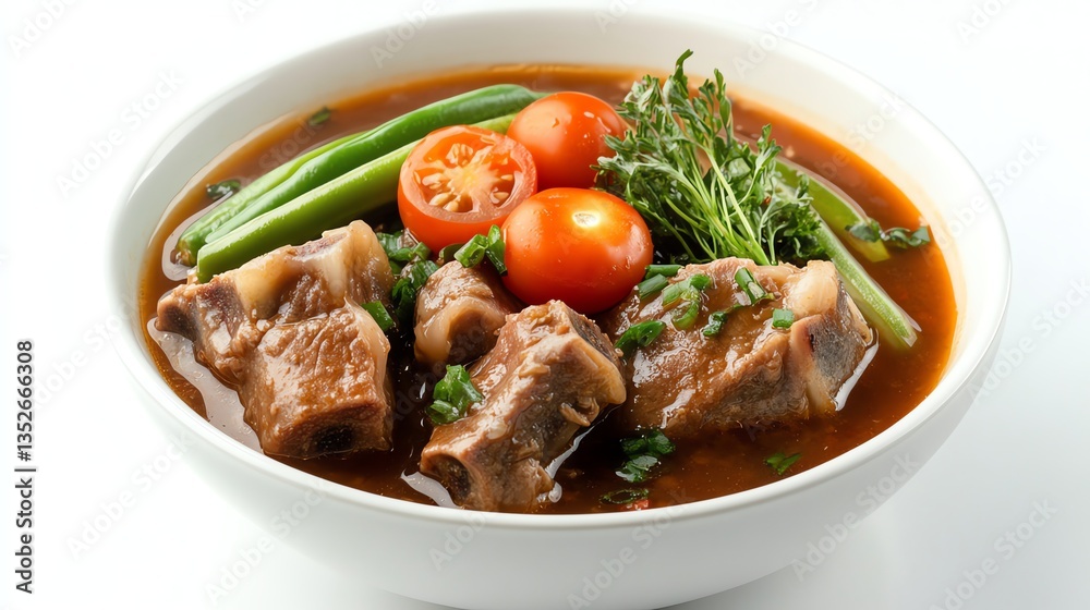 Beef Stew with Vegetables in White Bowl on White Background Beef Stew with Vegetables in White Bowl on White Background