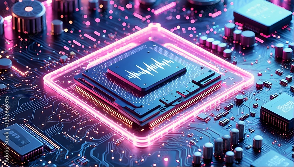 Fototapeta premium Microprocessors and circuit boards: a visual representation of cutting-edge technology.