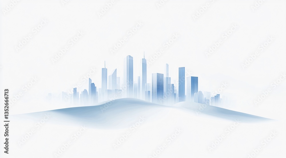 Fototapeta premium Abstract model of a white commercial city, featuring minimalistic design elements and an open background. The image emphasizes the clean, modern aesthetic of urban architecture, with a focus on the si