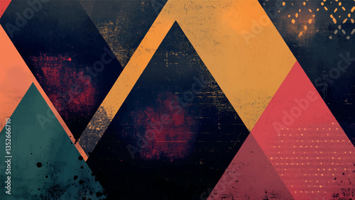 traced vector abstract background of grunge triangles