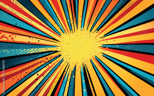 traced vector abstract sun rays comics background