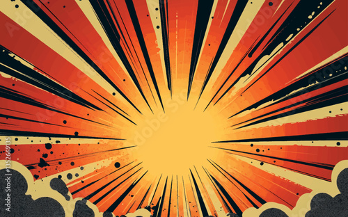 traced vector abstract sun rays comics background