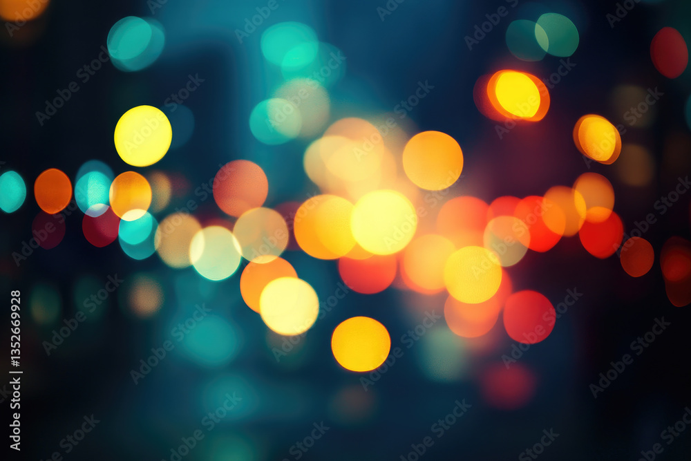 Obraz premium Colorful city lights shimmer through rain-soaked glass during a rainy evening on a bustling street,bokeh,blurred, banner