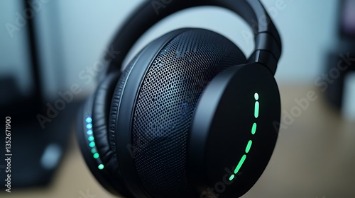 Headphones showcase on table for audio enjoyment