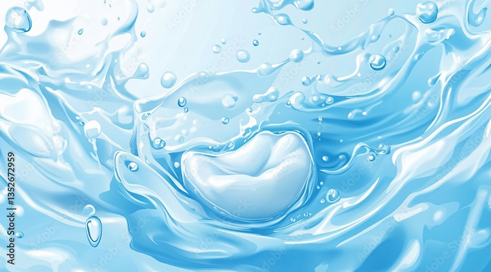 Teeth submerged in blue water, symbolizing dental care, hygiene, and protection. The image conveys the importance of maintaining clean teeth and promoting oral health, emphasizing love and care for de