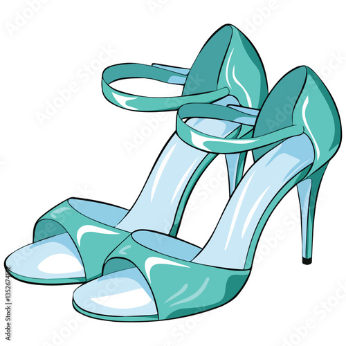 Red High Heel Shoes Vector Icon on White Background