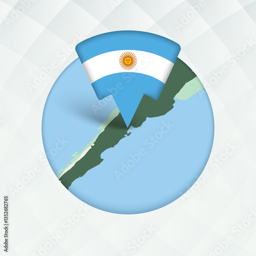 Argentina Map Highlighted with Flag Marker.