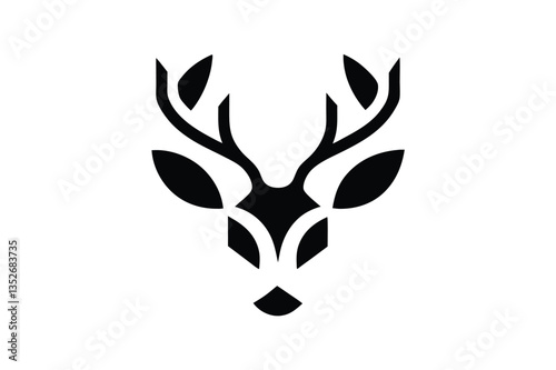 Cuadro en lienzo Geometric Wildlife Logo – Symmetrical Deer Head with Sharp Angles