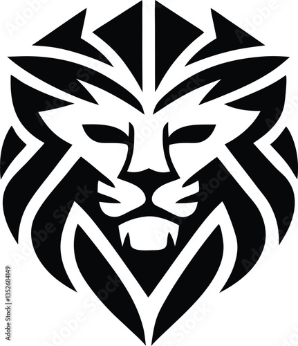 Majestic Lion Logo – Abstract Symmetry in Black and White